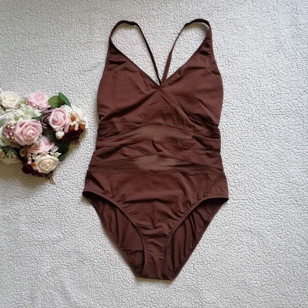 Bleu Rod Beattie Women’s One-piece Swimsuit In CHOC TRUFFLE, Size 12